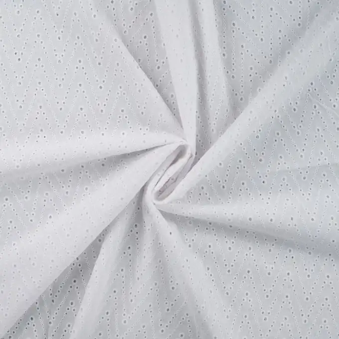 Tessuto ricamo inglese geometrico ecru