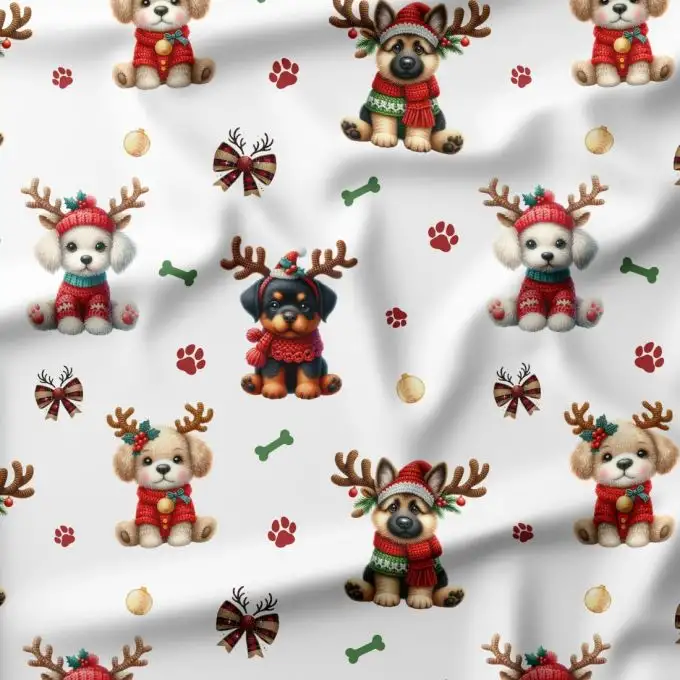 Jersey di cotone stampato Natale Canino – Certificato Oeko-Tex®
