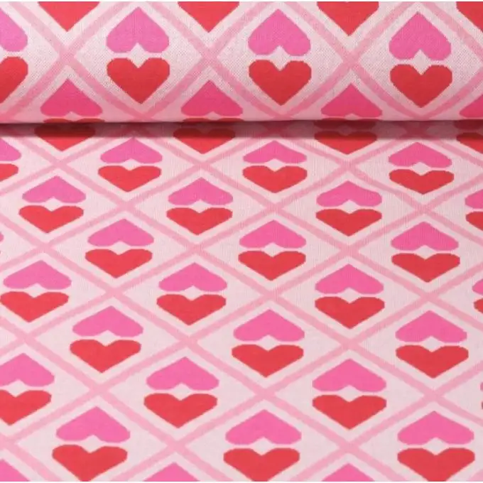 Maglia jacquard motivo cuore geometrico rosa - Albstoffe