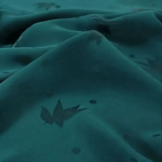 Tessuto jacquard in viscosa Streli verde laguna scura - Eglantine e Zoé