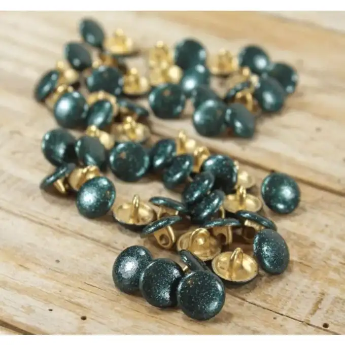 Set di 5 bottoni shiny verde eucalipto 10mm - Eglantine e Zoé