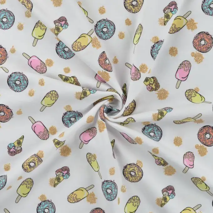 Maglia jersey cotone stampata gelati a gogo glitter multicolore