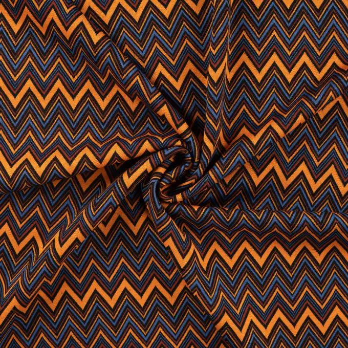 Maglia jacquard stampata onda zig zag anni settanta marrone