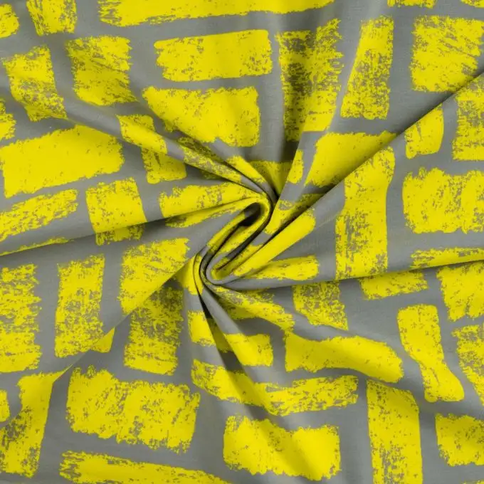 Maglione in felpa francese stampato rettangolo giallo