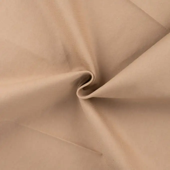 Tessuto denim cotone elasticizzato beige scuro