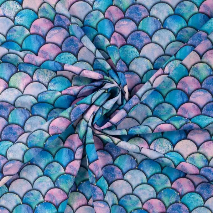 Tessuto costume da bagno stampato sirena resistente UV e cloro multicolore