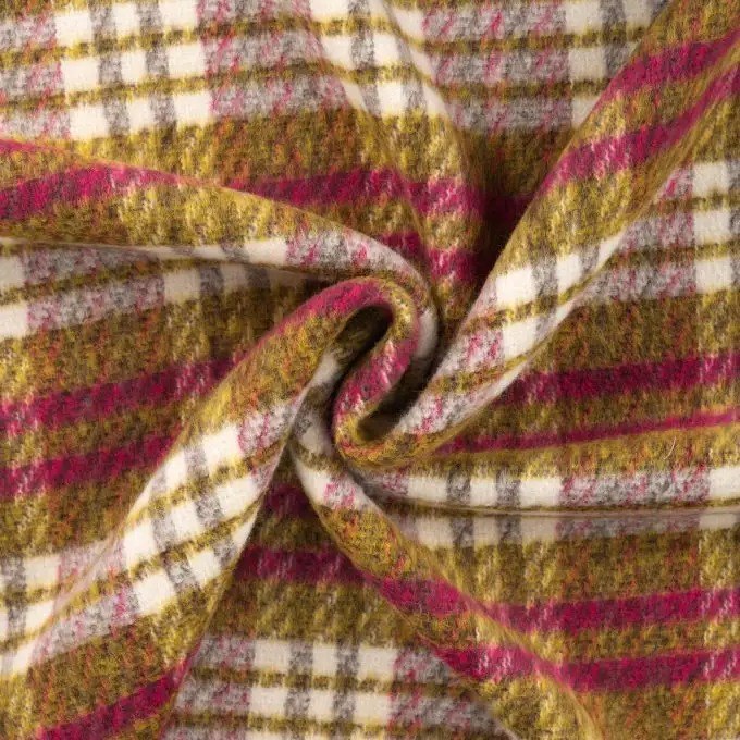 Tessuto lana stampato tartan giallo