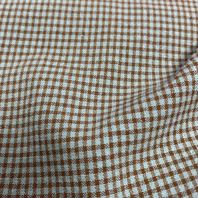Tessuto cotone mini vichy blu cielo marrone