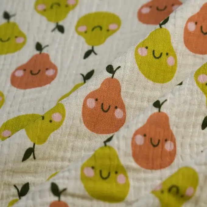 Tessuto doppio garza pera viso ecru