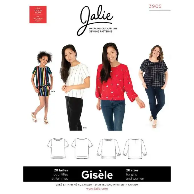 Blusa Jalie 3905 Gisèle scollo rotondo bambino adulto
