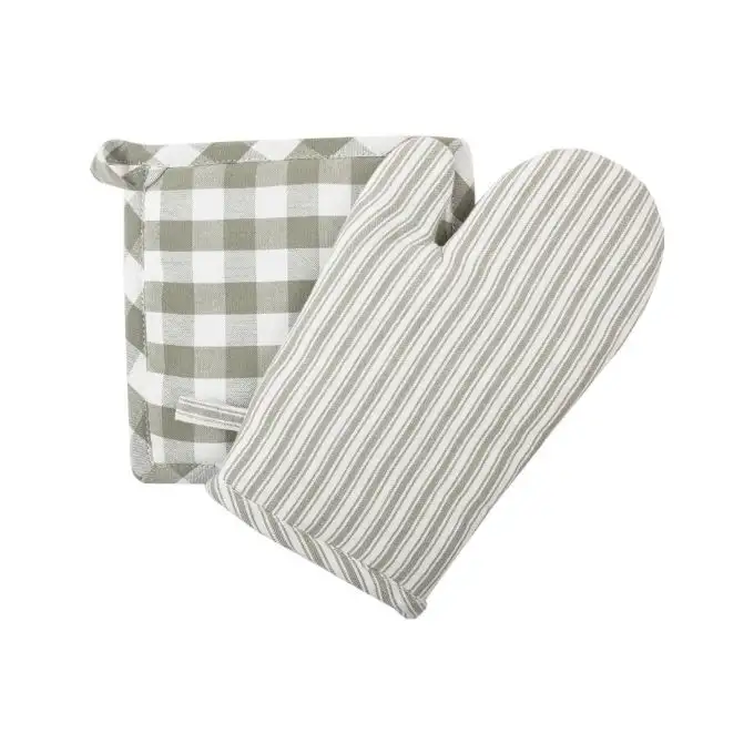 Guanto e presina countryside verde acqua