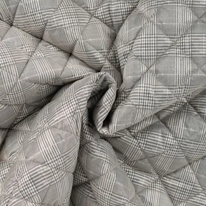 Tessuto trapuntato stampato principe di galles beige