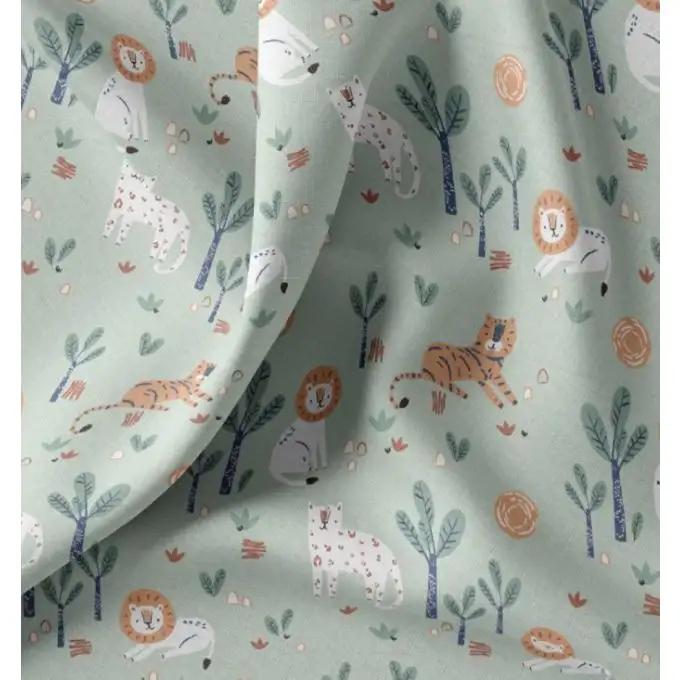 Tessuto cretonne stampato graou blu