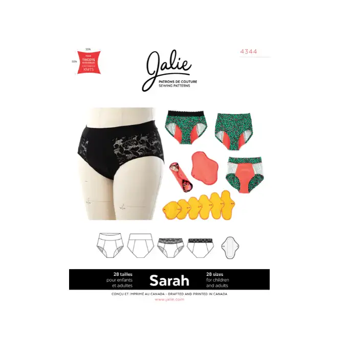 Modello Jalie 4344 Sarah mutande mestruali e assorbenti riutilizzabili