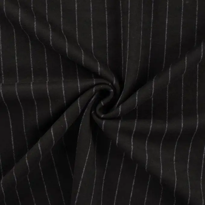 Tessuto poliestere stampato righe sottili nero