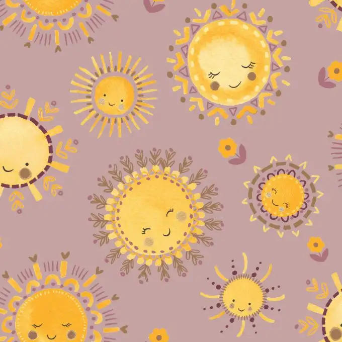 Maille jersey cotone stampato sole felice rosa scuro