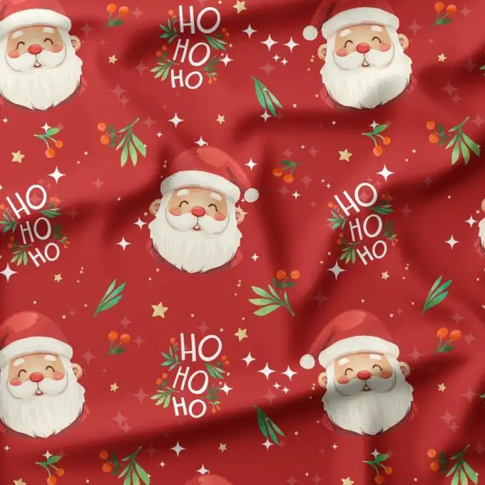 Tessuto di cotone stampato Babbo Natale Rosso – Certificato Oeko-Tex®