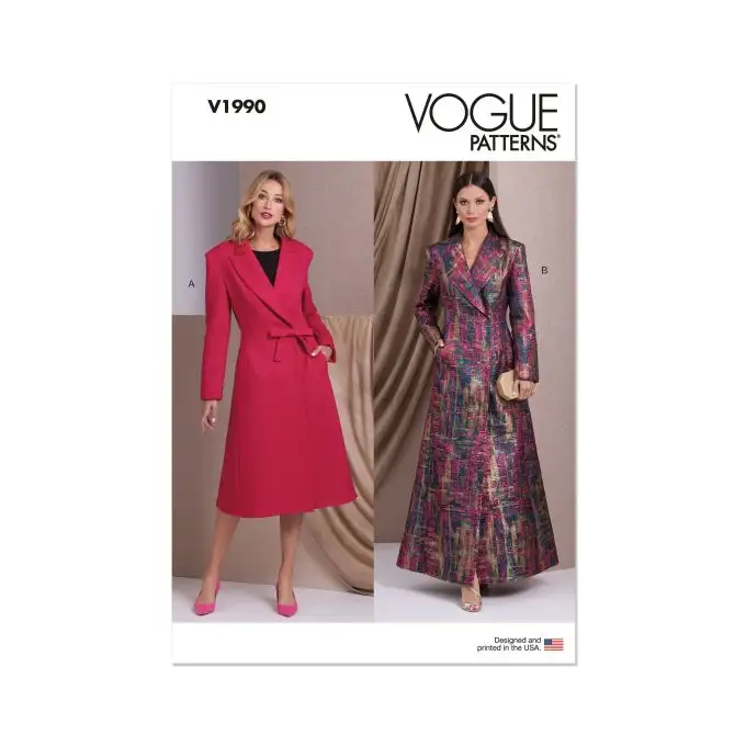 Modello Vogue V1990B5 Donna Cappotto foderato 36 a 44