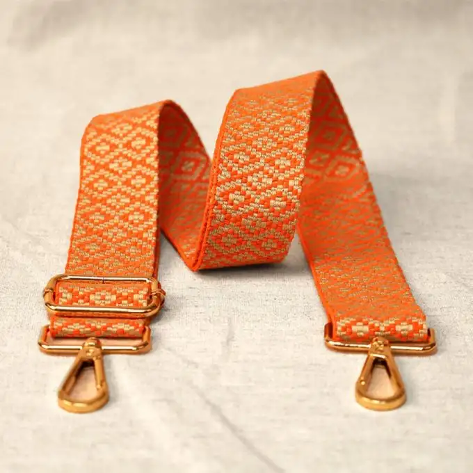 Borsa a tracolla mini rombi arancione 40 x 140 cm