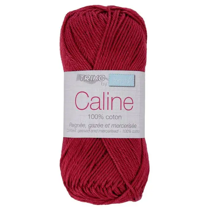 Gomitolo filato Caline 50g 100% cotone mercerizzato - Col. 114 Rosso bordeaux