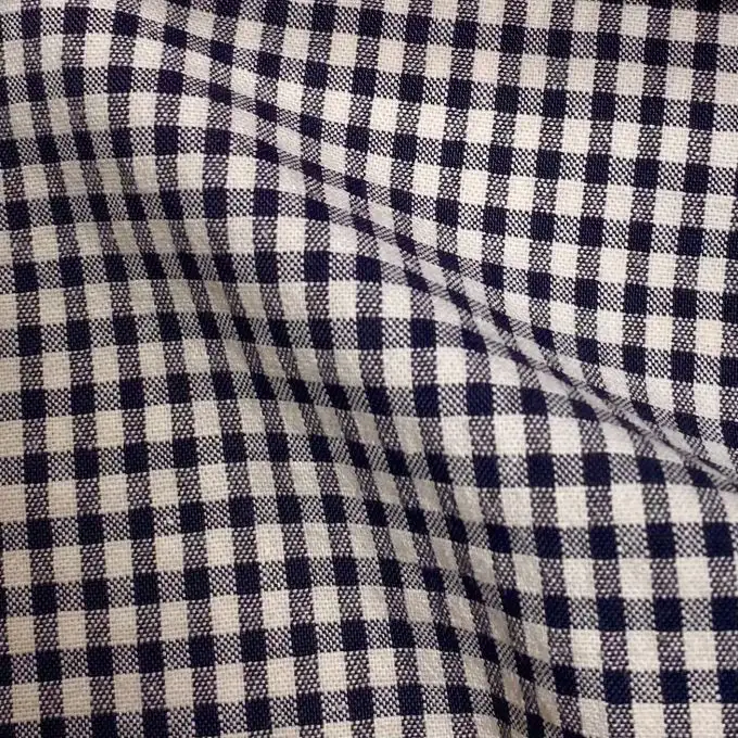 Tessuto cotone piccolo vichy ecru e antracite