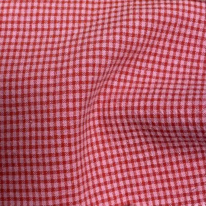 Tessuto cotone mini vichy rosso e rosa