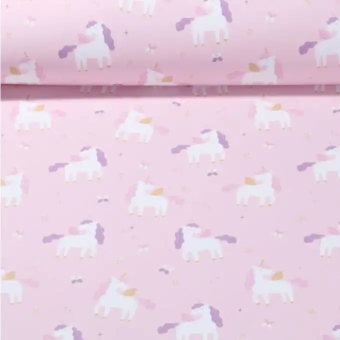 Tessuto cerato impermeabile unicorno magico rosa