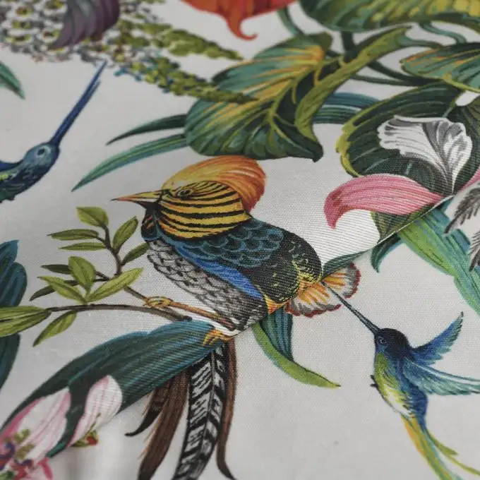 Tessuto loneta rivestito pappagallo multicolore