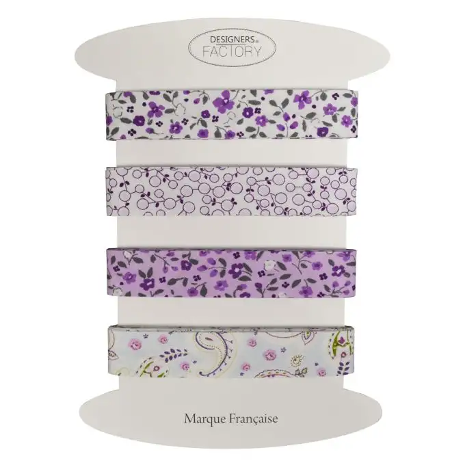 Set di 4 Nastri in sbieco in cotone stampato - 2 metri per colore (Set G)