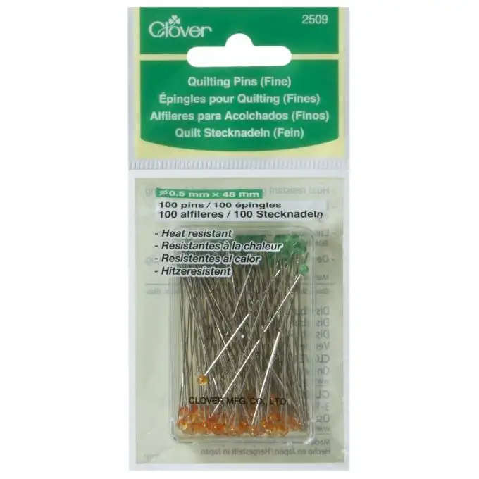 Spilli per quilting fine 0.5 x 48 mm arancione e verde x100 - Clover