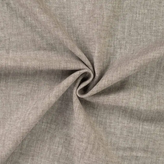 Tessuto cotone lino chevron mélange verde