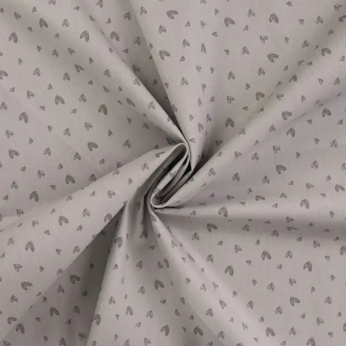 Tessuto popeline di cotone stampato piccolo cuore beige