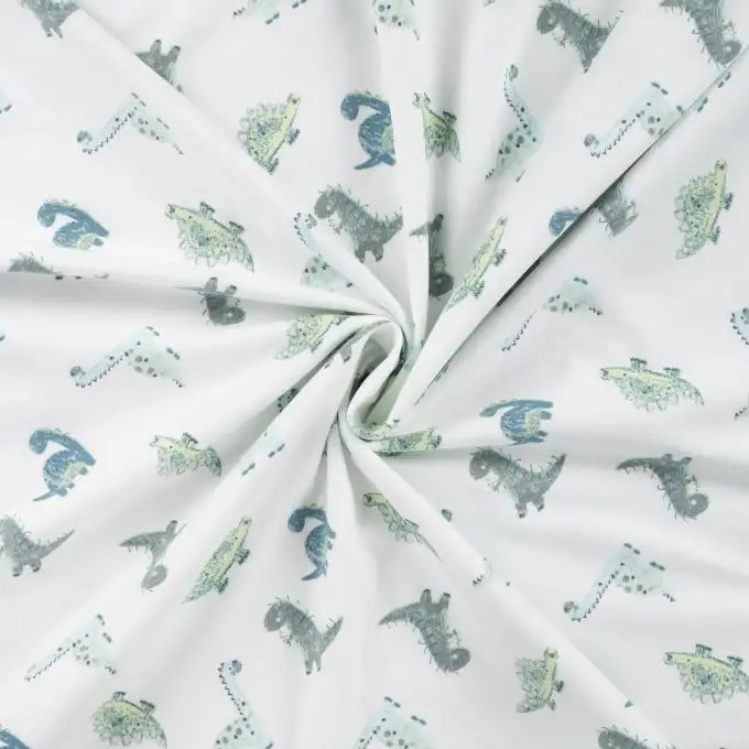 Maglia jersey cotone stampata dino disegnata bianca