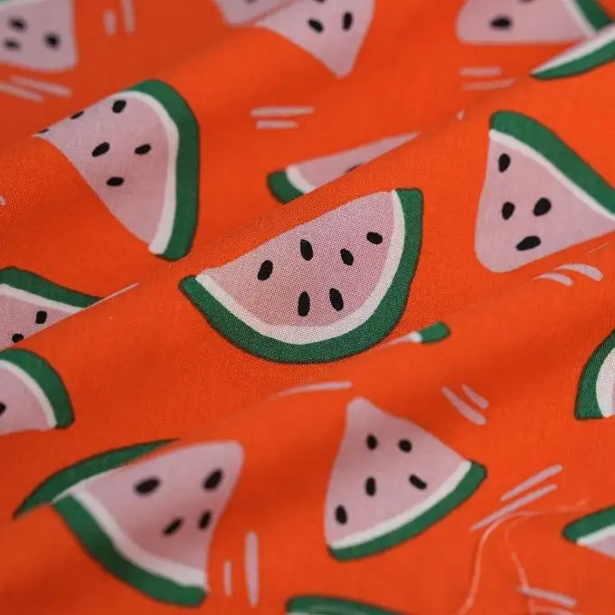 Tessuto popeline viscosa anguria rossa