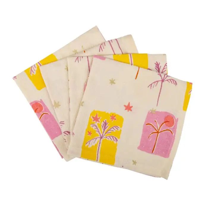 Set di 4 tovaglioli palme multicolori 40x40cm