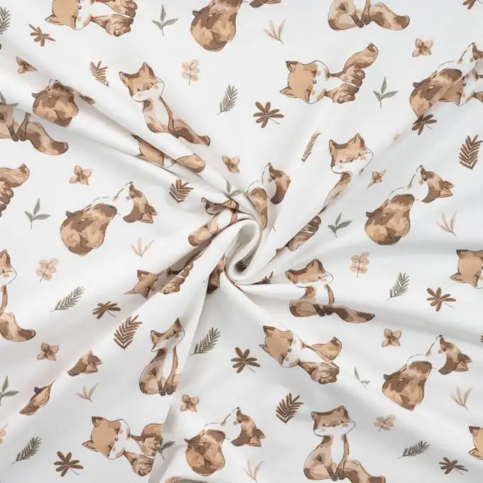 Maglione in felpa francese stampato volpe bianco