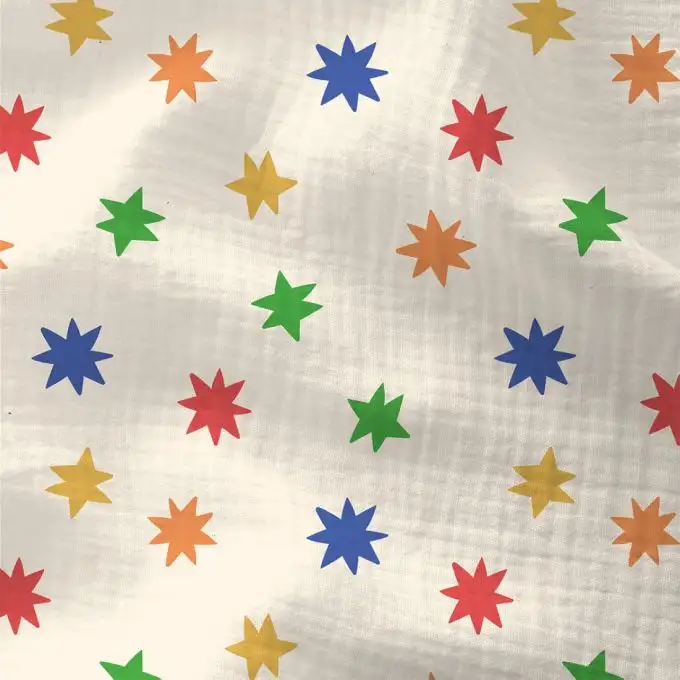 Tessuto doppio garza stella pop ecru