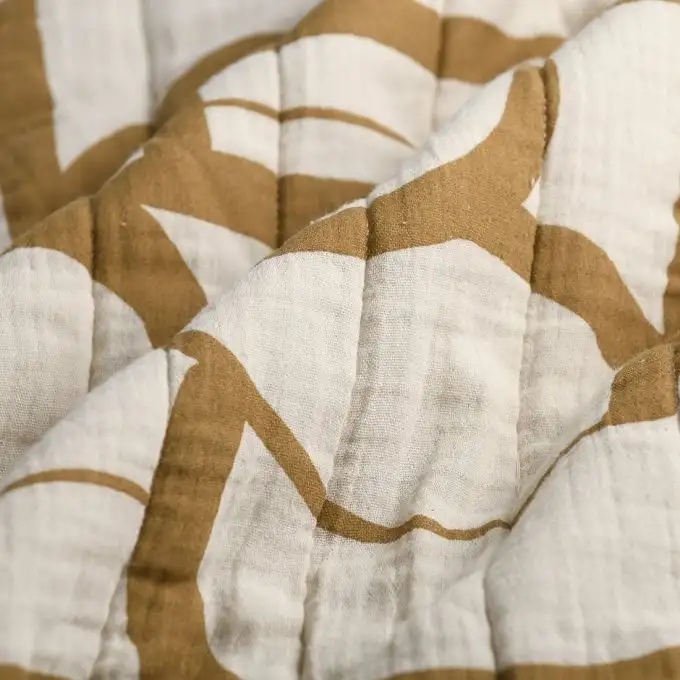 Tessuto trapuntato doppio garza stampato ocra Sophie Ferjani