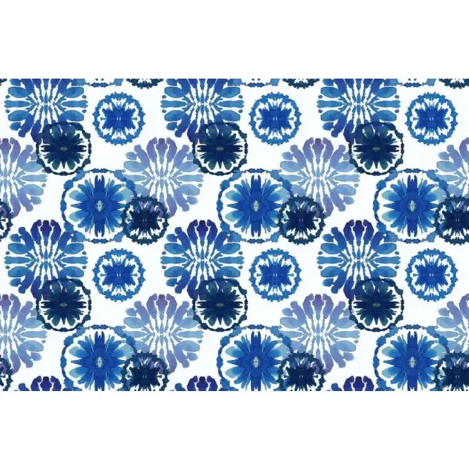 Tessuto patchwork acquerello blu