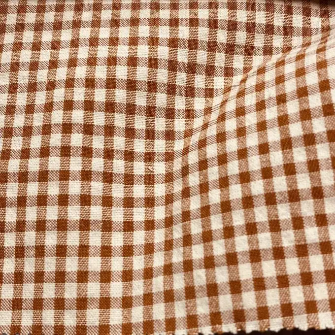 Tessuto cotone piccolo vichy argilla marrone