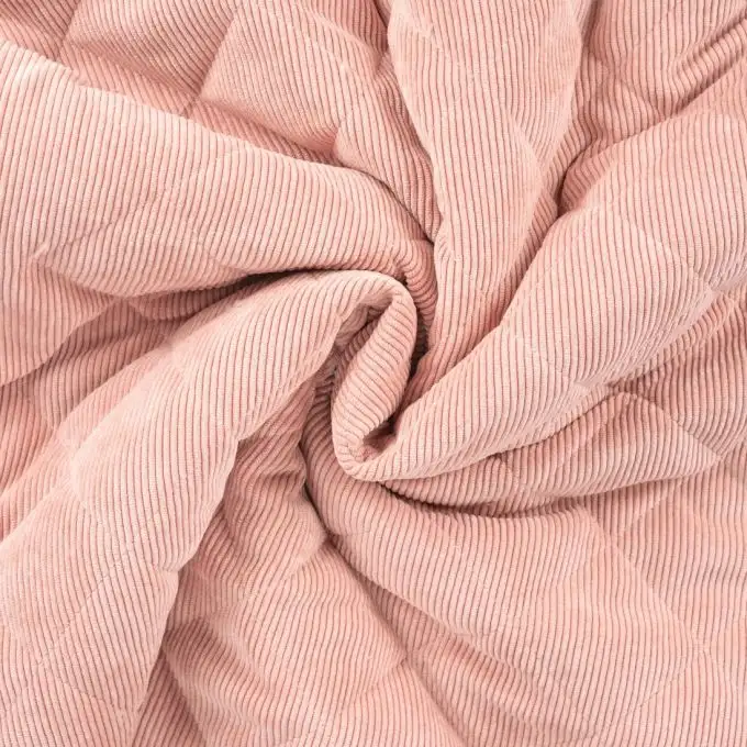 Tessuto trapuntato velluto retro pile rosa antico