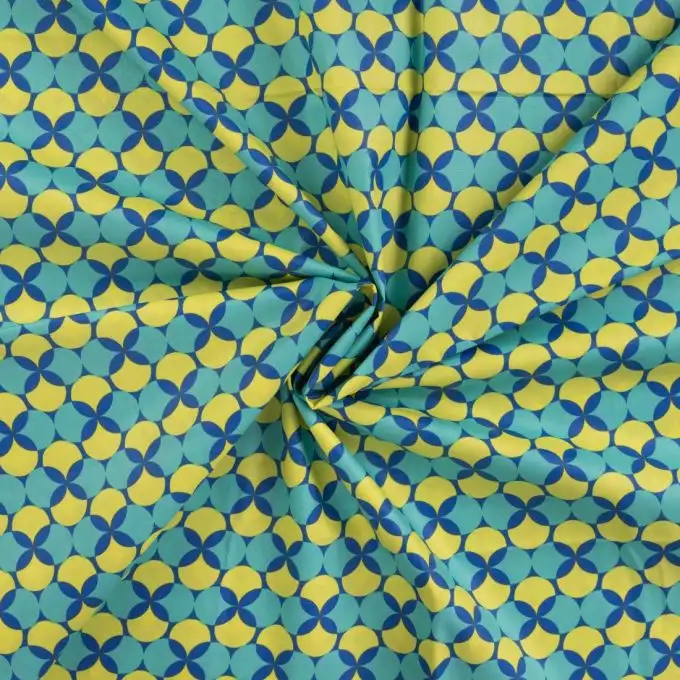 Tessuto cretonne rivestito stampato retro geo verde