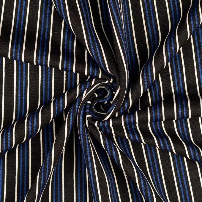 Maglia jacquard elasticizzata stampata multirighe blu