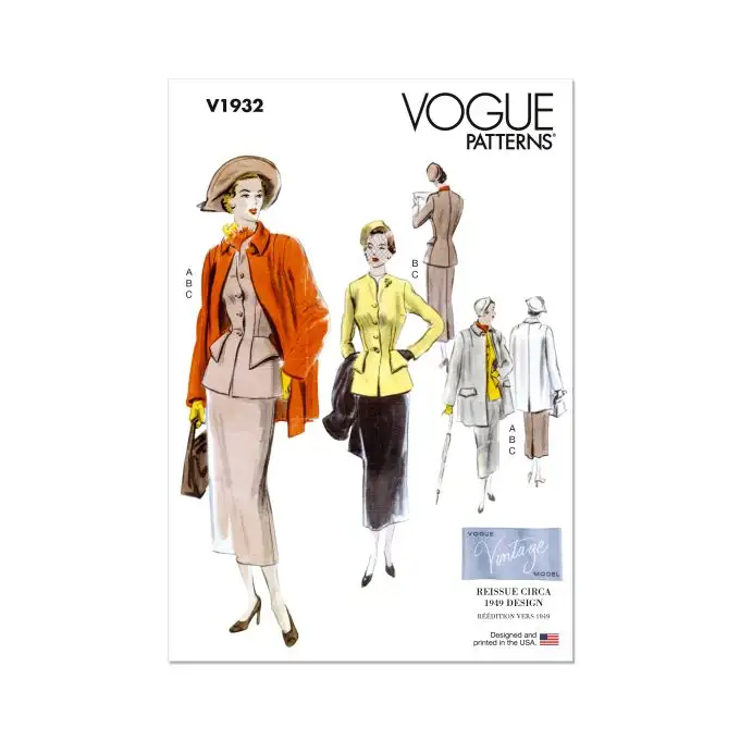 Patron Vogue 1932B5 - tailleur e cappotto 1949B5 da 36 a 44