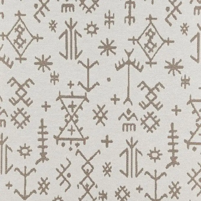Tessuto jacquard etnico beige grande larghezza