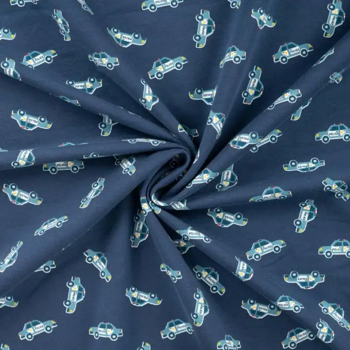 Maglione in felpa francese stampato auto della polizia blu