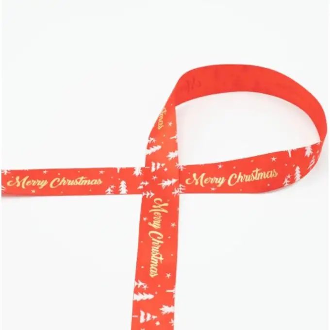 Nastro di Natale satinato Merry Christmas rosso 25mm
