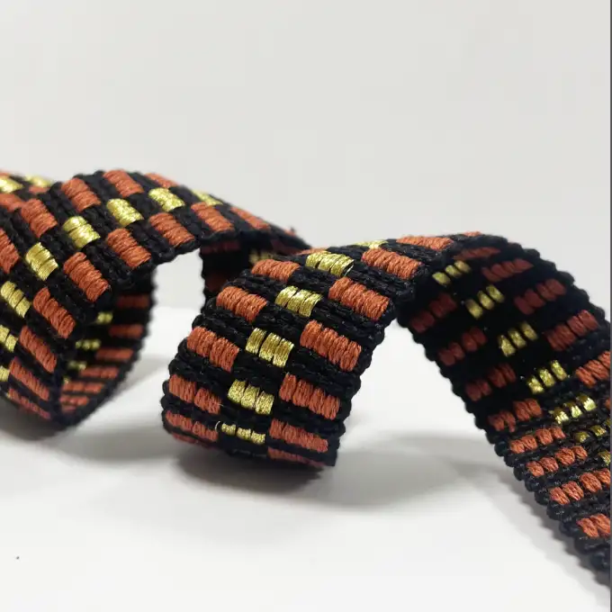 Cinghia damier lurex terracotta 30mm