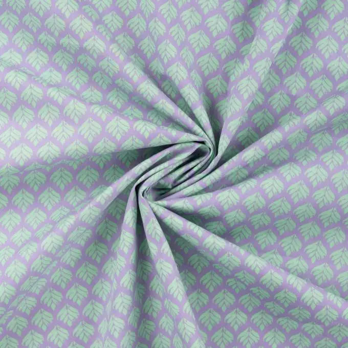 Tessuto popeline di cotone stampato piccolo geo viola