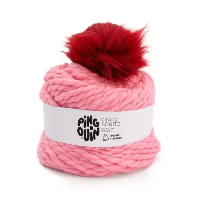 Gomitolo di lana per maglieria 1 berretto pompon Bonito rosa candy - Pingouin